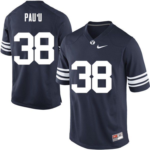 Men #38 Butch Pauu BYU Cougars College Football Jerseys Sale-Navy